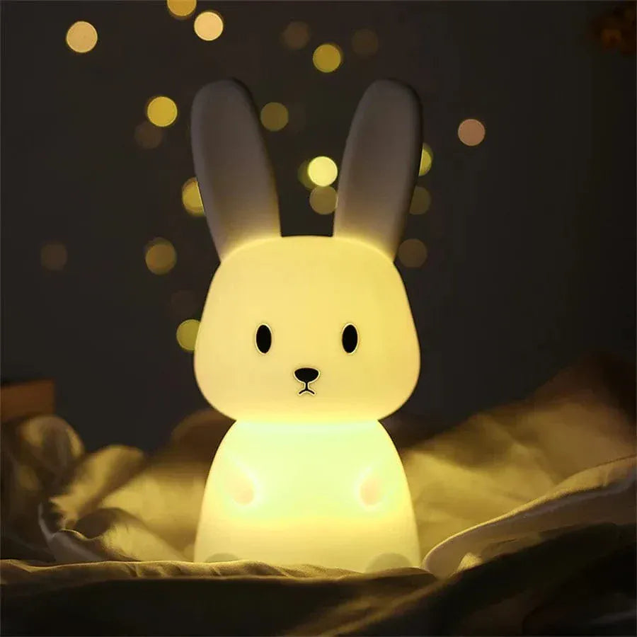 Konijn Siliconen Nachtlampje Voor Kinderen Met 7 Kleuren Nachtlampen