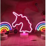 Roze Eenhoorn LED Lamp 20x22cm Nachtlampen