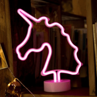 Roze Eenhoorn LED Lamp 20x22cm Nachtlampen