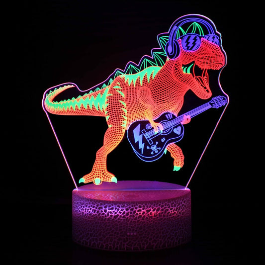 LED 3D Dinosaurus Gitaarlamp Kind Nachtlampen