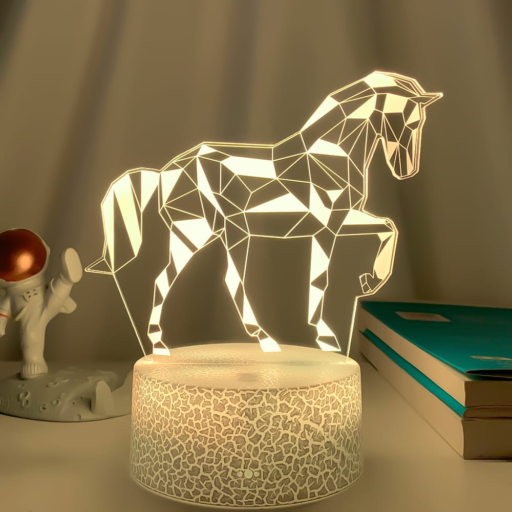 LED Illusiepaard Nachtlampje 16x14cm Nachtlampen