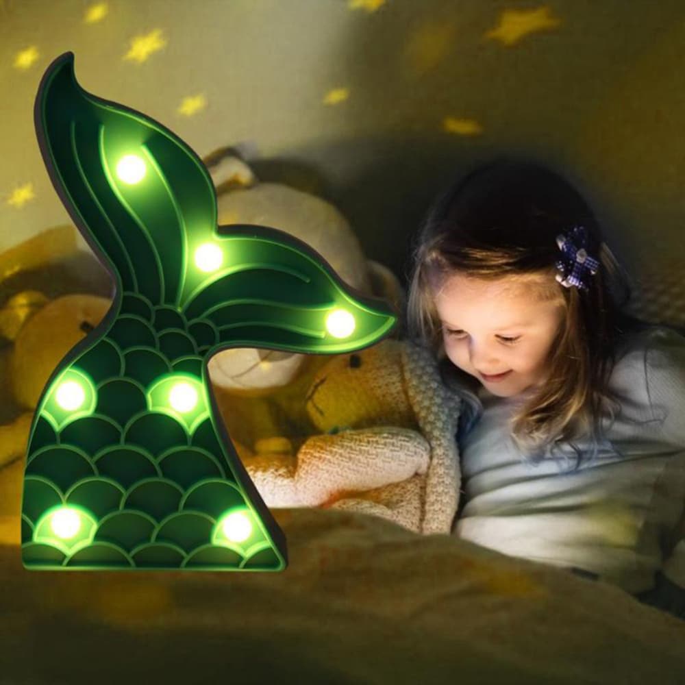 LED Zeemeerminstaart Nachtlampje 22x17x3cm Meerdere Kleuren Slaapkamer Nachtlampen