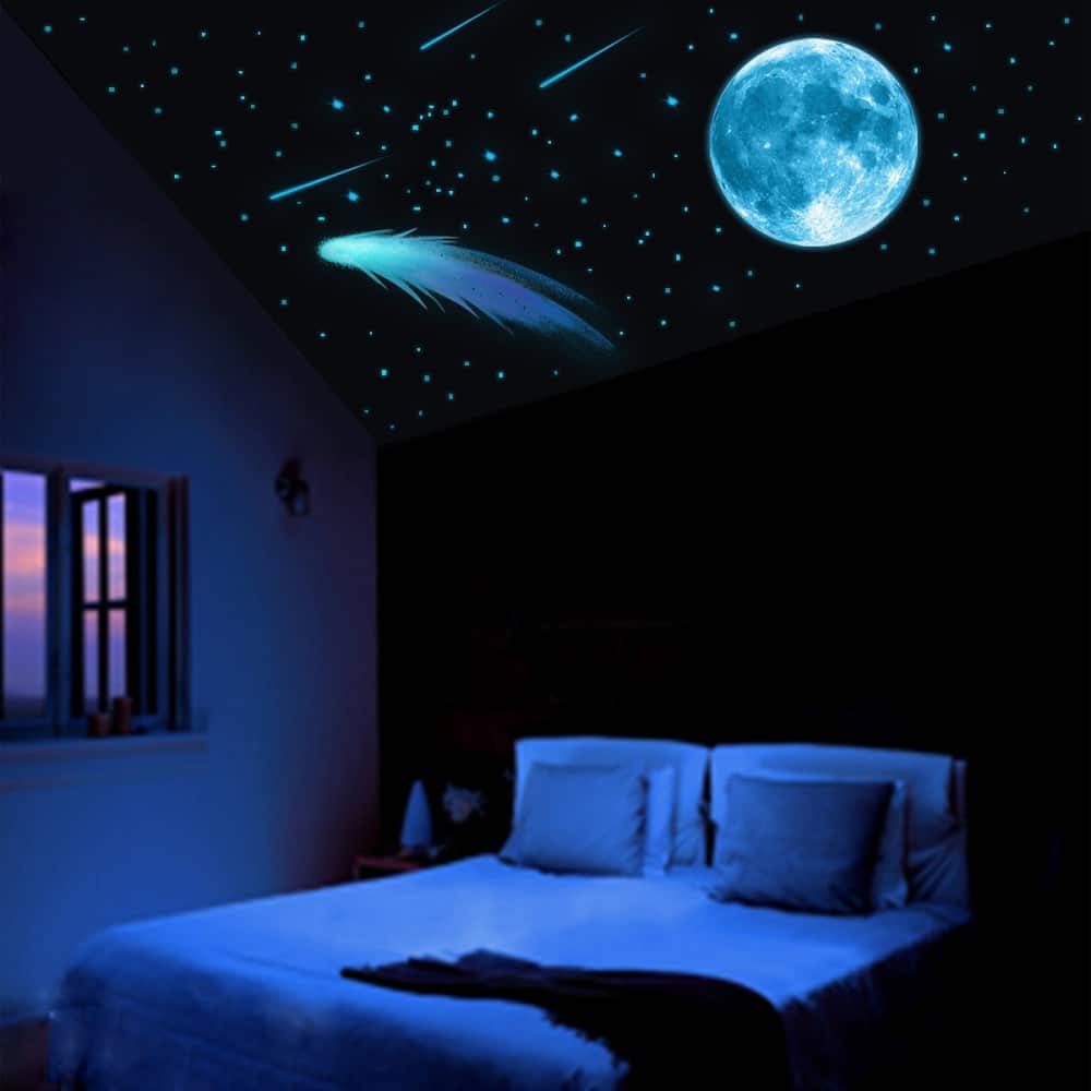 Lichtgevende Maan Blauwe Stickers Nachtlampen