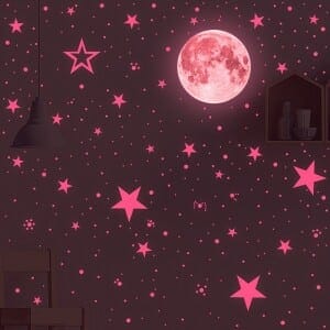 Lichtgevende Maan Blauwe Stickers Nachtlampen