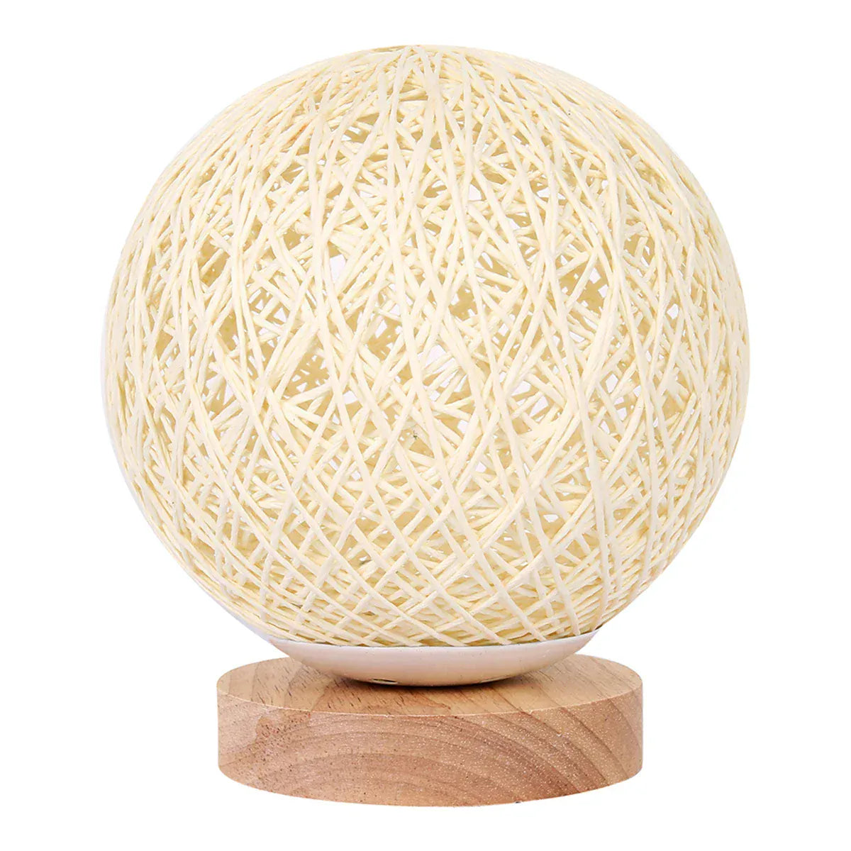LumiBulle Bollamp Natuurlijke Linnen Bol Met Houten Voet 3500K LED Nachtlampen