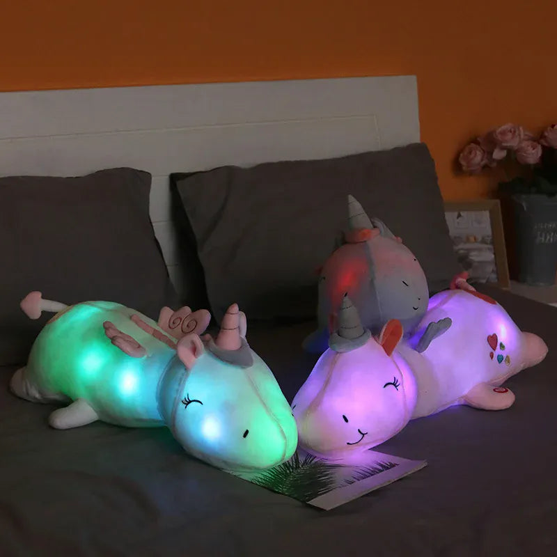 Magilumi Eenhoorn Knuffelnachtlampje Roze, Wit en Blauw Nachtlampen