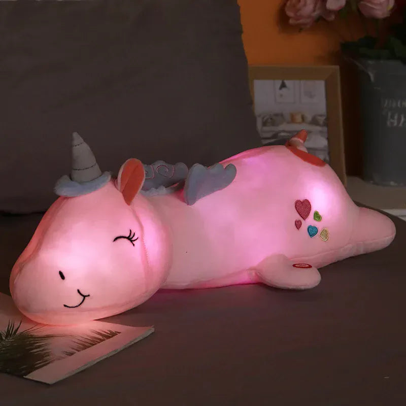 Magilumi Eenhoorn Knuffelnachtlampje Roze, Wit en Blauw Nachtlampen