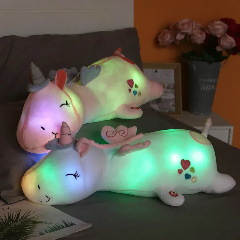 Magilumi Eenhoorn Knuffelnachtlampje Roze, Wit en Blauw Nachtlampen