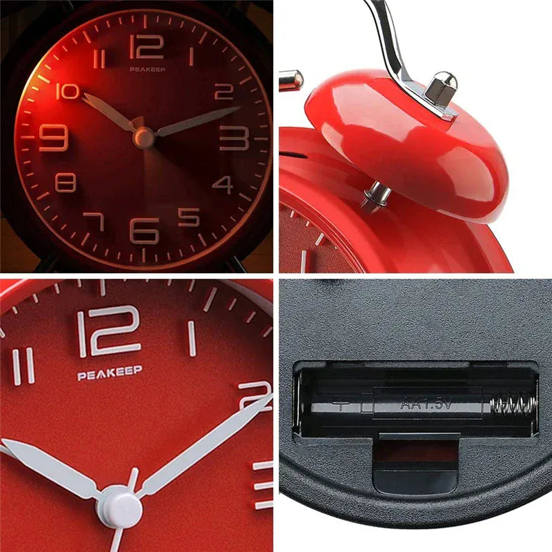 Mechanische Wekker RetroTime Dubbel Nachtlampen