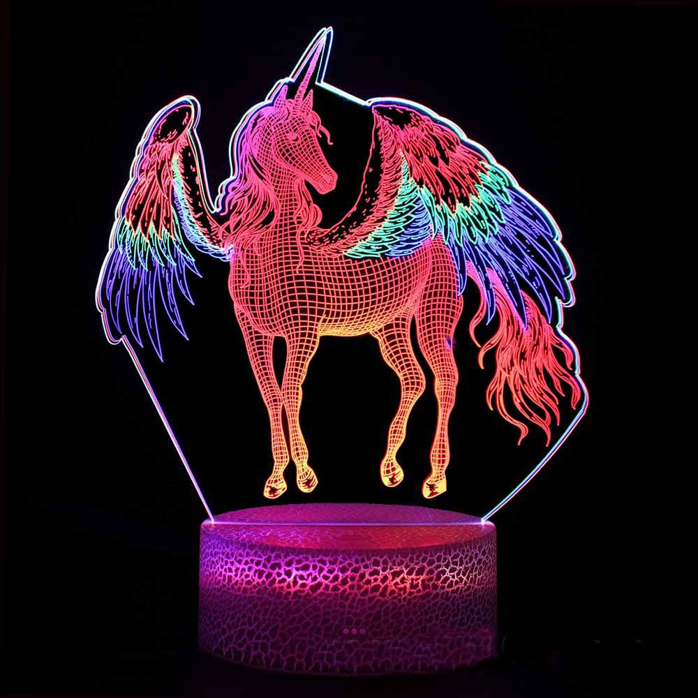 Multicolor 3D Eenhoorn Nachtlampje Nachtlampen