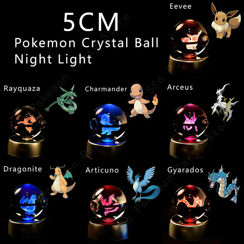 Oranje Charmander 3D Nachtlampje Glasbol LED Warm Licht Nachtlampen