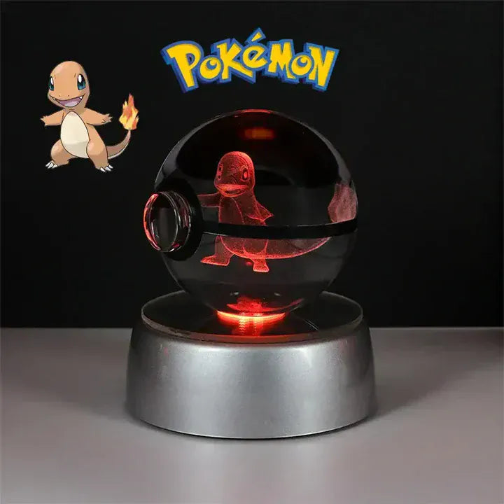 Oranje Charmander 3D Nachtlampje Glasbol LED Warm Licht Nachtlampen