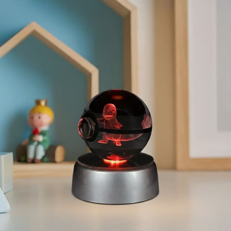 Oranje Charmander 3D Nachtlampje Glasbol LED Warm Licht Nachtlampen