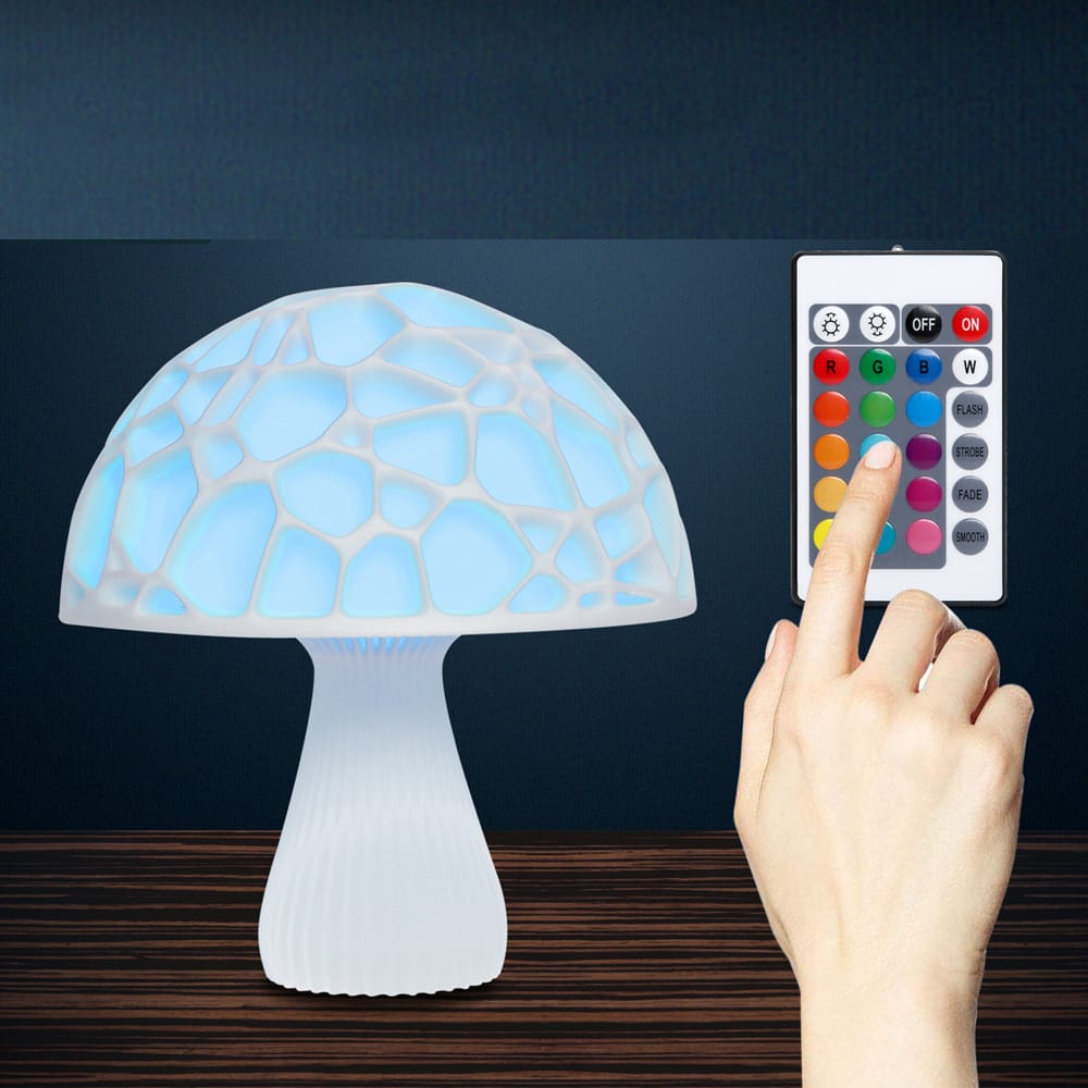 Paddenstoel LED Nachtlampje 3D Geprint, S 15 cm en M 20 cm, Kleurrijk Nachtlampen