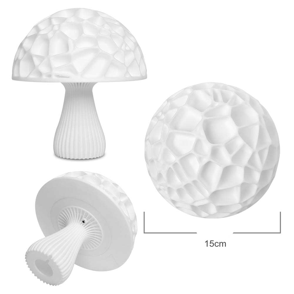 Paddenstoel LED Nachtlampje 3D Geprint, S 15 cm en M 20 cm, Kleurrijk Nachtlampen