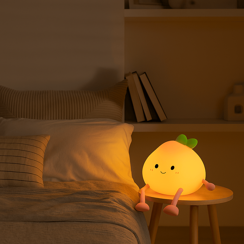 Perzik Nachtlampje LumiPeach Silicone Tactiel Kindervriendelijk Nachtlampen