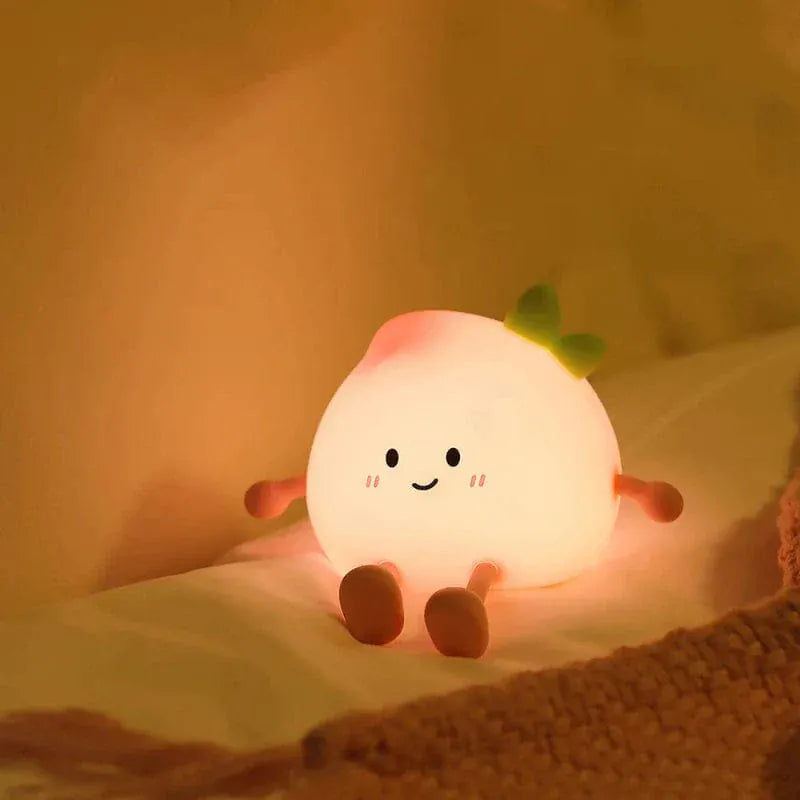 Perzik Nachtlampje LumiPeach Silicone Tactiel Kindervriendelijk Nachtlampen