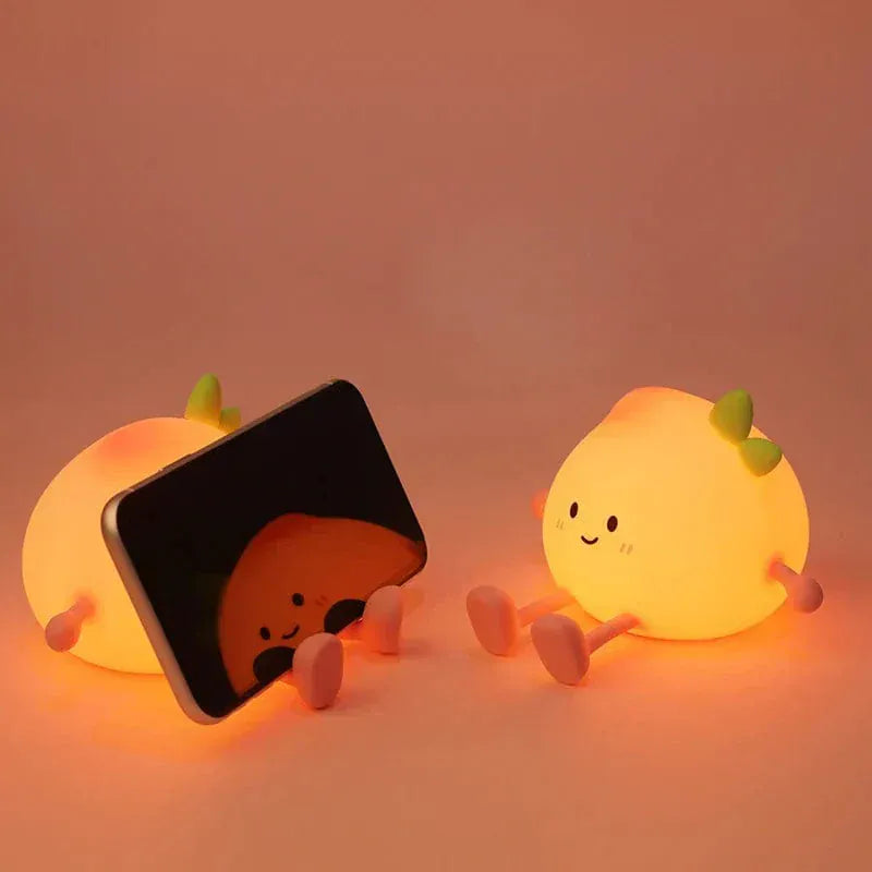 Perzik Nachtlampje LumiPeach Silicone Tactiel Kindervriendelijk Nachtlampen