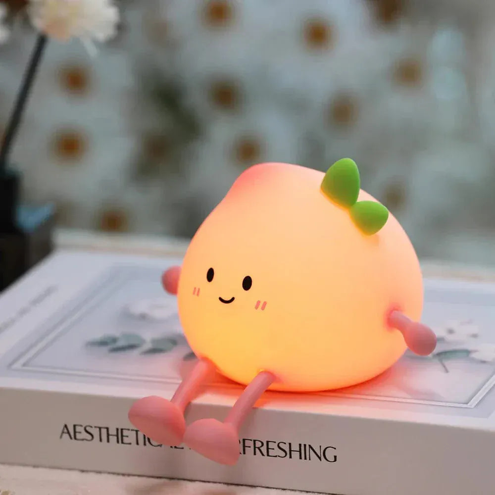Perzik Nachtlampje LumiPeach Silicone Tactiel Kindervriendelijk Nachtlampen