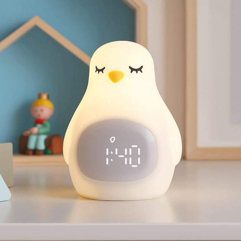 PinguiRise Pinguïn Wekker Voor Kinderen Met LED Nachtlampje Nachtlampen