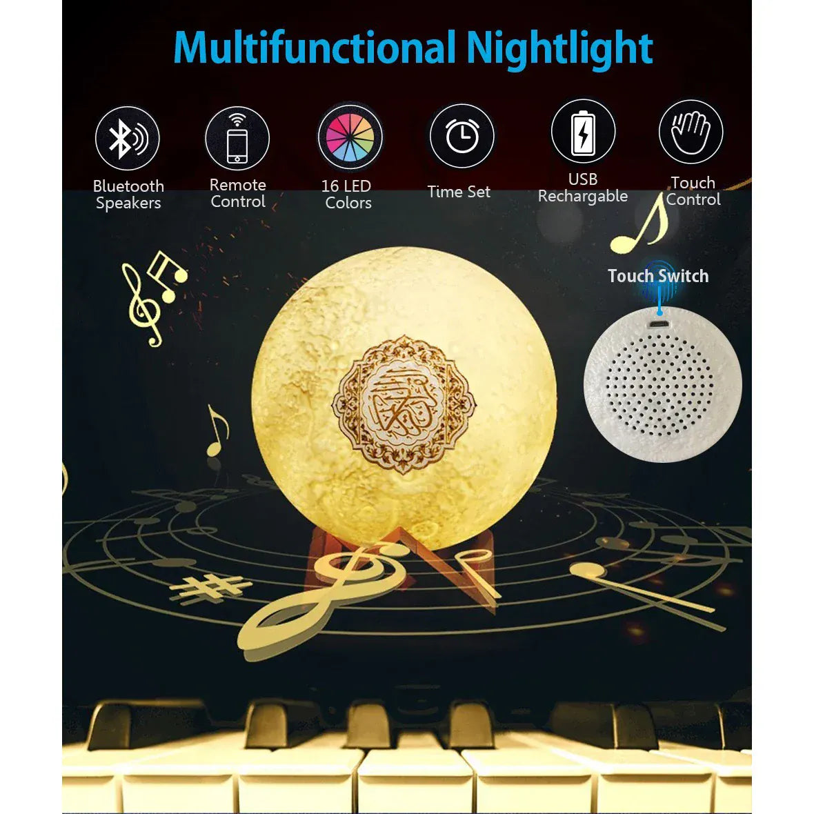 QuraMoon Maan Nachtlamp Veelkleurig Nachtlampen
