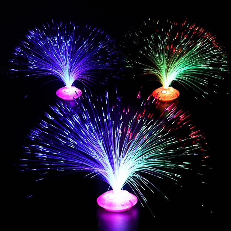 Regenboog Glasvezel Nachtlamp Hoogte 30 cm Diameter 10 cm Vezel 26 cm Nachtlampen