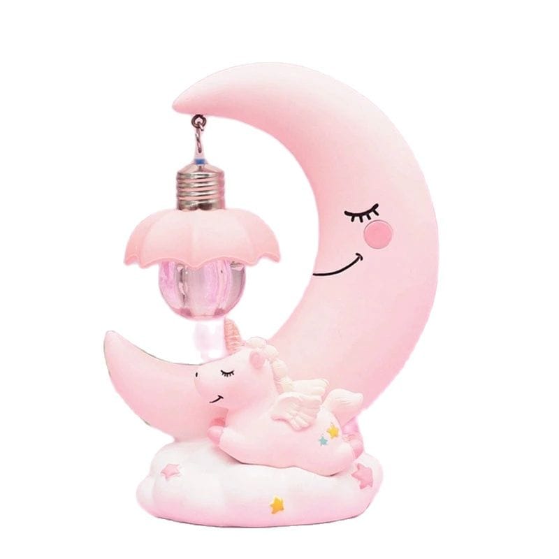 Roze 3D Eenhoorn Maan Nachtlampje Nachtlampen