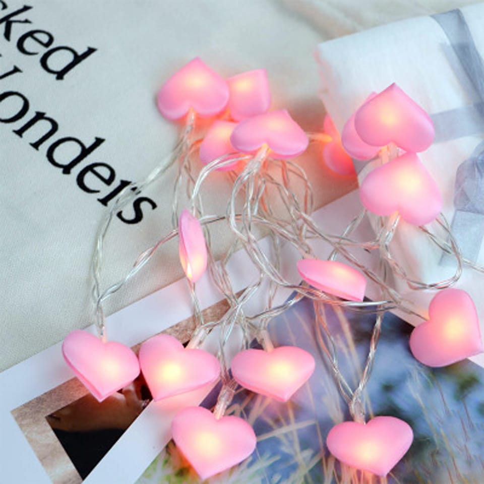 Roze Hartjes LED Snoer Kinderkamer Nachtlampen