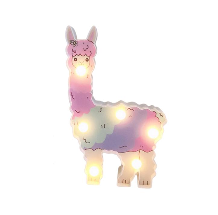 Roze Lama Wandlamp 20x22 cm Met LED-Lamp Nachtlampen