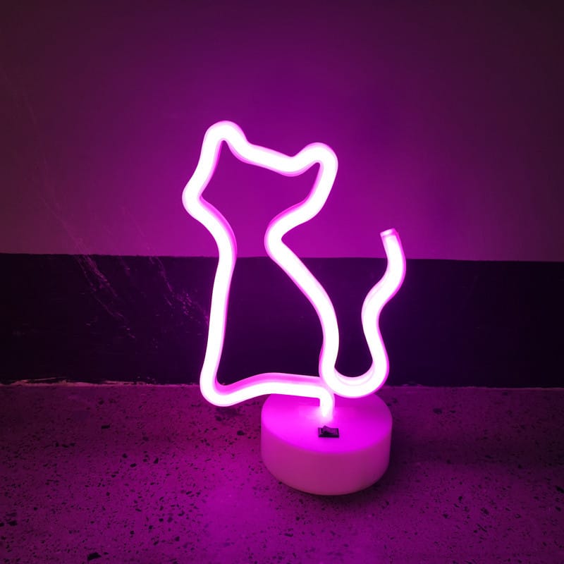 Roze Neon Kat Nachtlampje 15x15x10 Nachtlampen