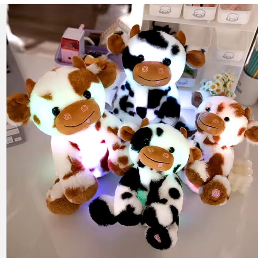 Schattige Koe Knuffel Nachtlampje 20-25 cm Zwarte of Bruine Vlekjes Nachtlampen