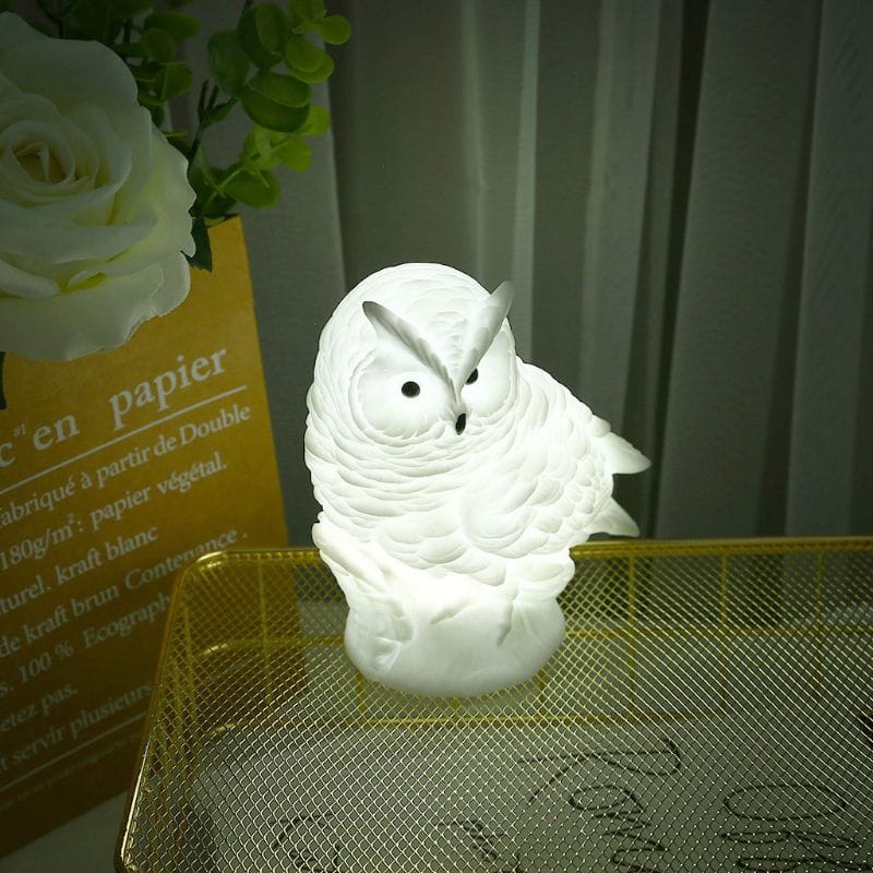 Schattige Uil Tafellamp 12x11x8 cm Met Witte Lichtbol Nachtlampen