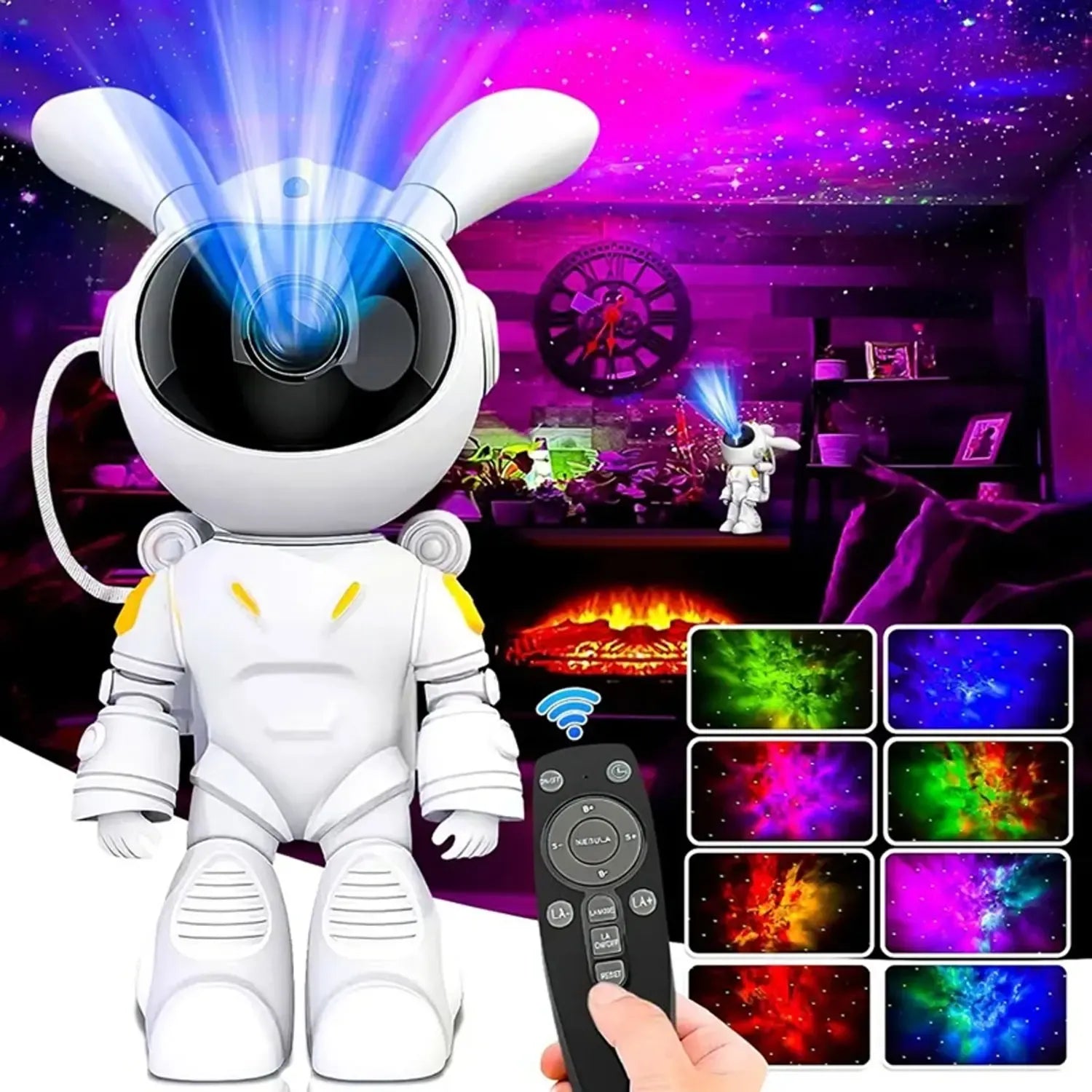 SpaceRabbit Astronaut Konijn Nachtprojector Met Kleurrijke Sterrenhemel Nachtlampen