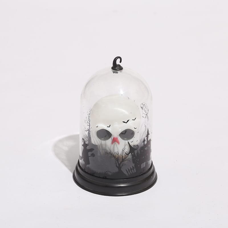 Spook Onder Glazen Stolp Nachtlampje 9x9x14 cm Met LED Nachtlampen