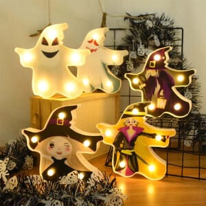 Spook Onder Glazen Stolp Nachtlampje 9x9x14 cm Met LED Nachtlampen