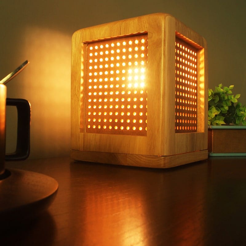 Vierkante Massief Houten Nachtkastlamp 15x15x19 cm Nachtlampen