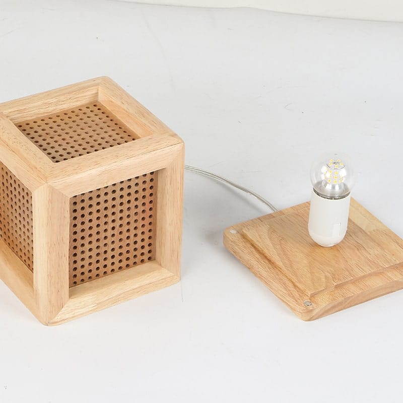 Vierkante Massief Houten Nachtkastlamp 15x15x19 cm Nachtlampen