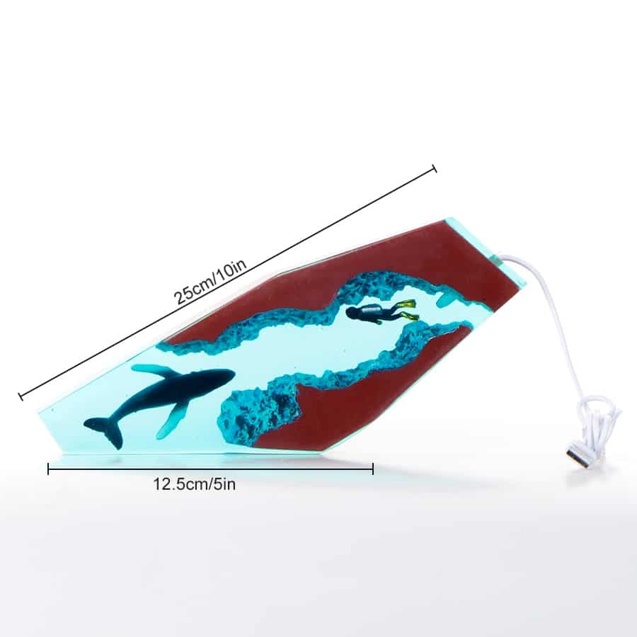 Walvis Epoxy Lamp Blauw 25x12.5 cm Nachtlampen