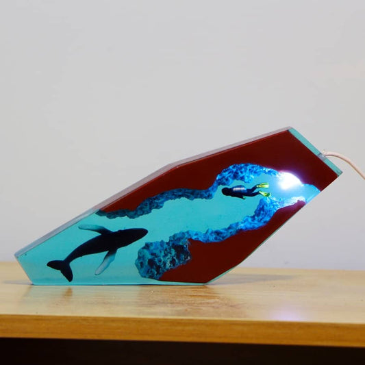 Walvis Epoxy Lamp Blauw 25x12.5 cm Nachtlampen
