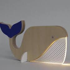 Walvis Nachtlampje Hout en Acryl Nachtlampen