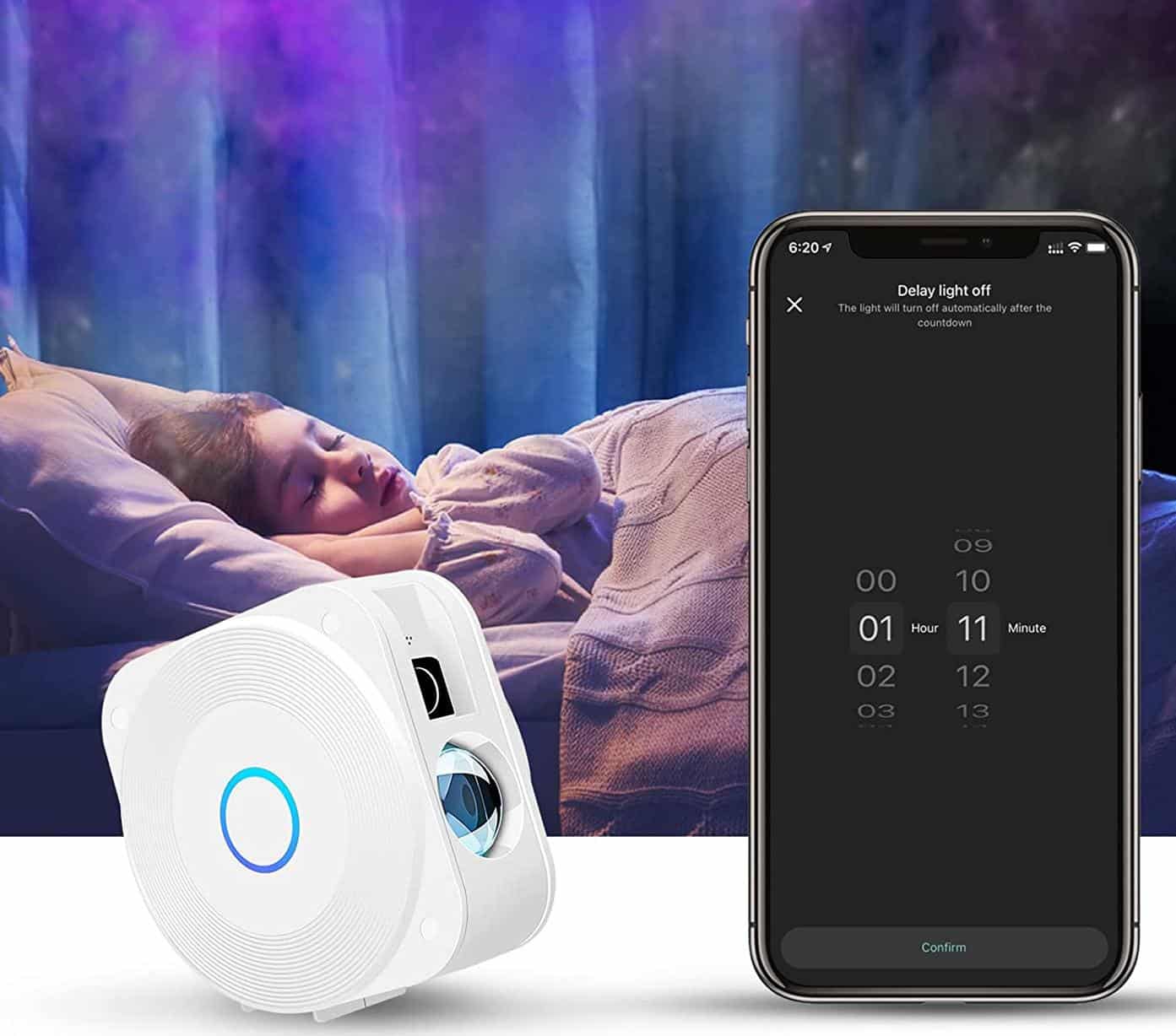 Witte Sterrenhemel Nachtlampje Met Kleurrijke LED En Alexa Nachtlampen