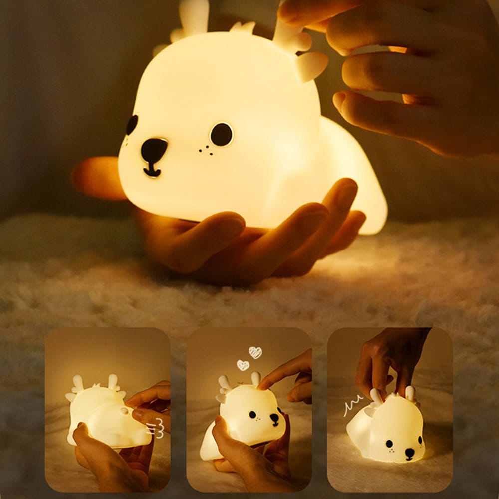 Zachte Siliconen Baby Hert LED Lamp Nachtlampen