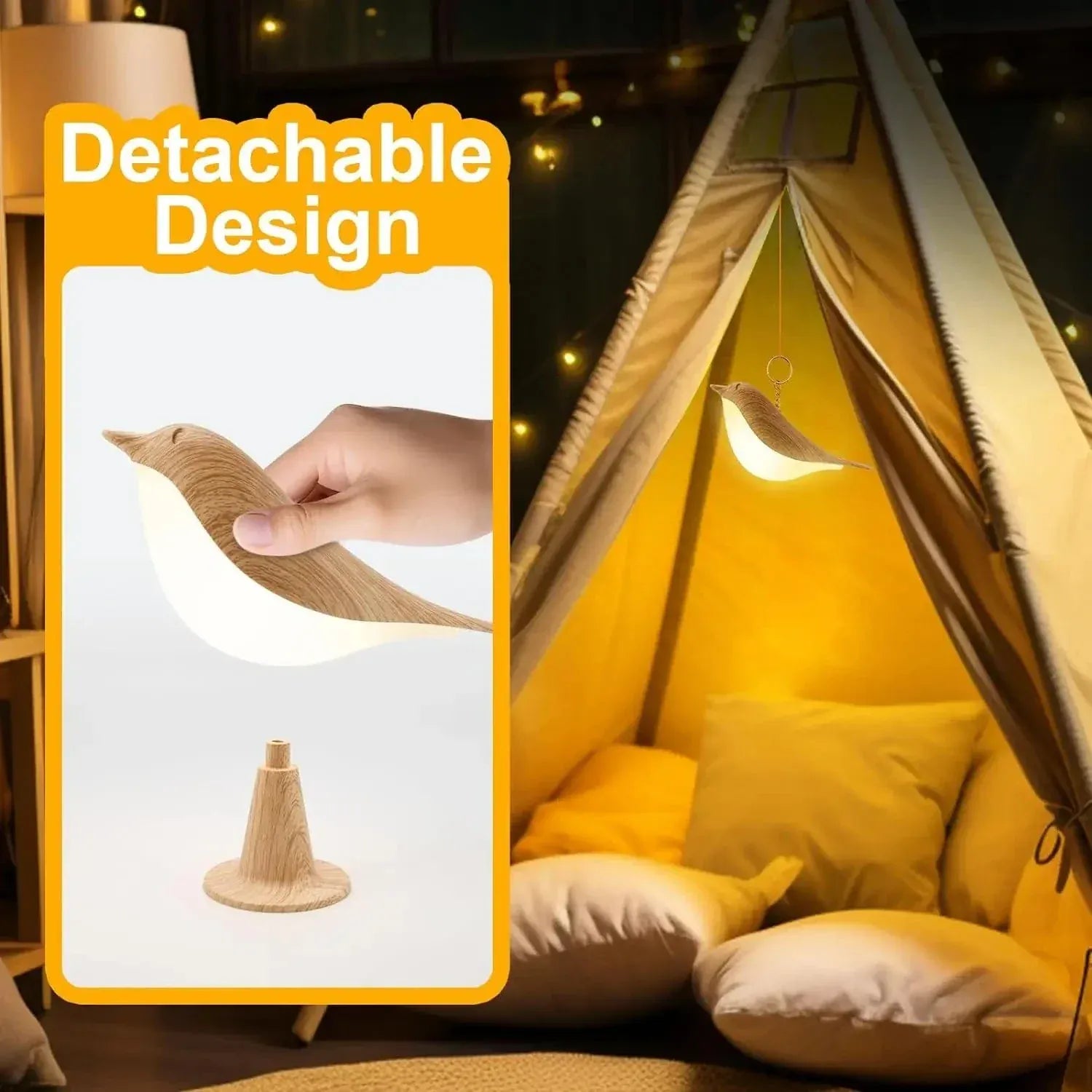 ZenBird Vogel Nachtlampje USB Oplaadbaar Warm Wit Nachtlampen