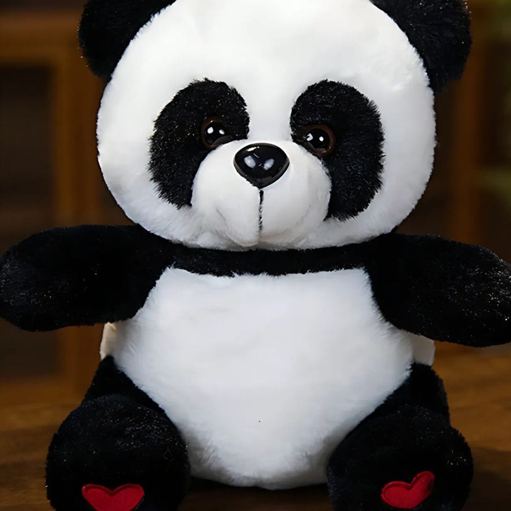 Zwart Wit Panda Knuffel Nachtlampje Met Rode Harten 25 cm Nachtlampen
